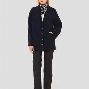 Tara Jarmon midnight blue merino and alpaca wool cardigan